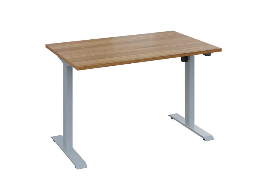 Flexi 28-12 výškově nastavitelný stůl, kovová podnož stříbrná, deska 25 mm, široký 1200 mm, ořech světlý